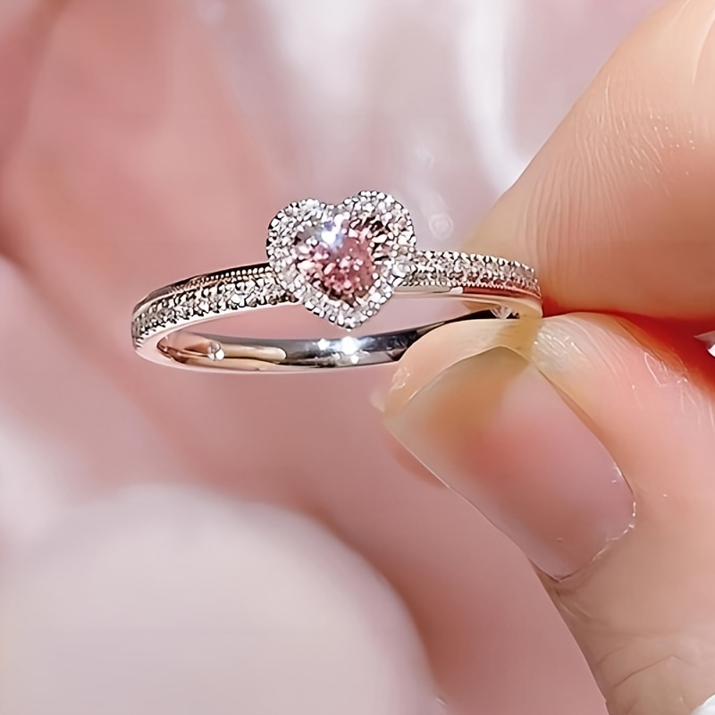 

1 Piece Fashion Heart Engagement Ring For Girls Women, Perfect As A Gift For Birthday Or Any Special