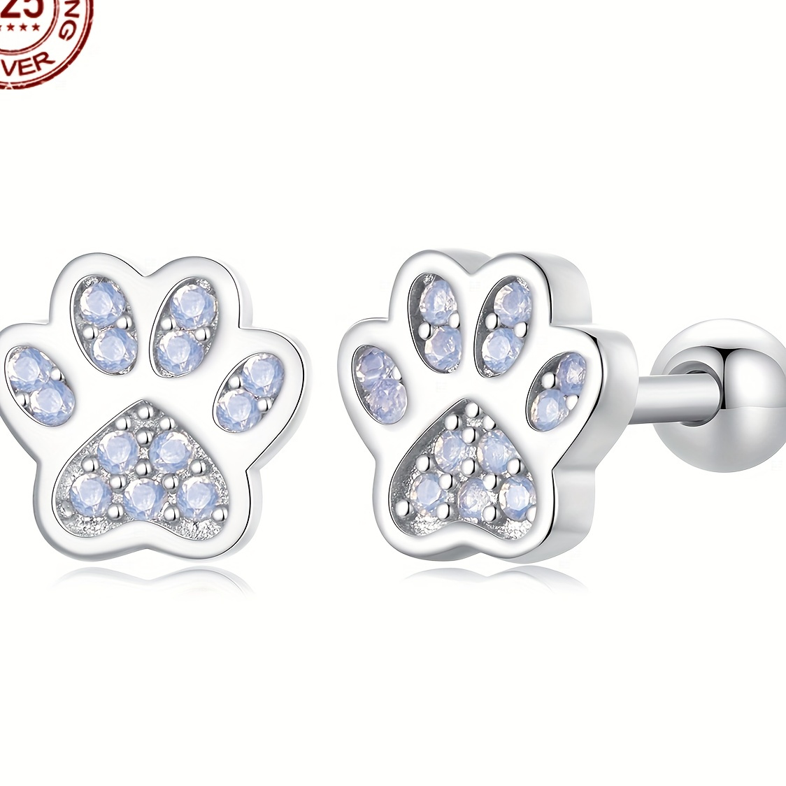 

925 Sterling Silver Paw Print Earrings, Boho Style, Elegant And Delicate, High-quality Women's Jewelry Gift Without Power Supply