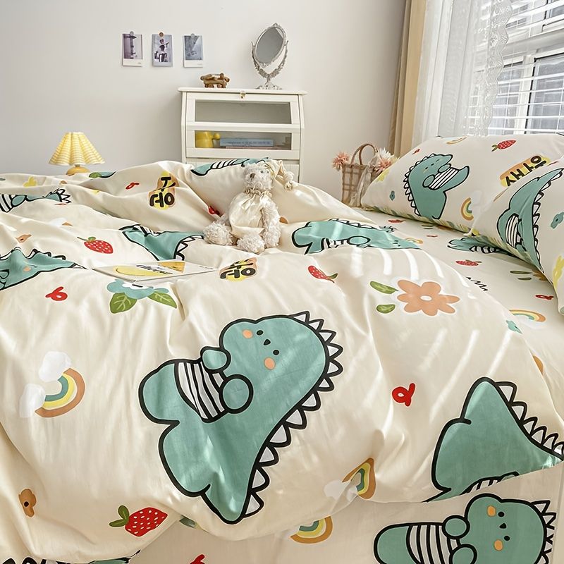 4pcs Four Seasons Universal Cotton Cartoon Printed Bed Sheet Duvet Cover And Pillowcase Set Bedding Supplies - Home & Kitchen - Temu Canada 4pcs Four Seasons Universal Cotton Cartoon Printed Bed Sheet Duvet Cover And Pillowcase Set Bedding Supplies - Home & Kitchen - Temu Canada