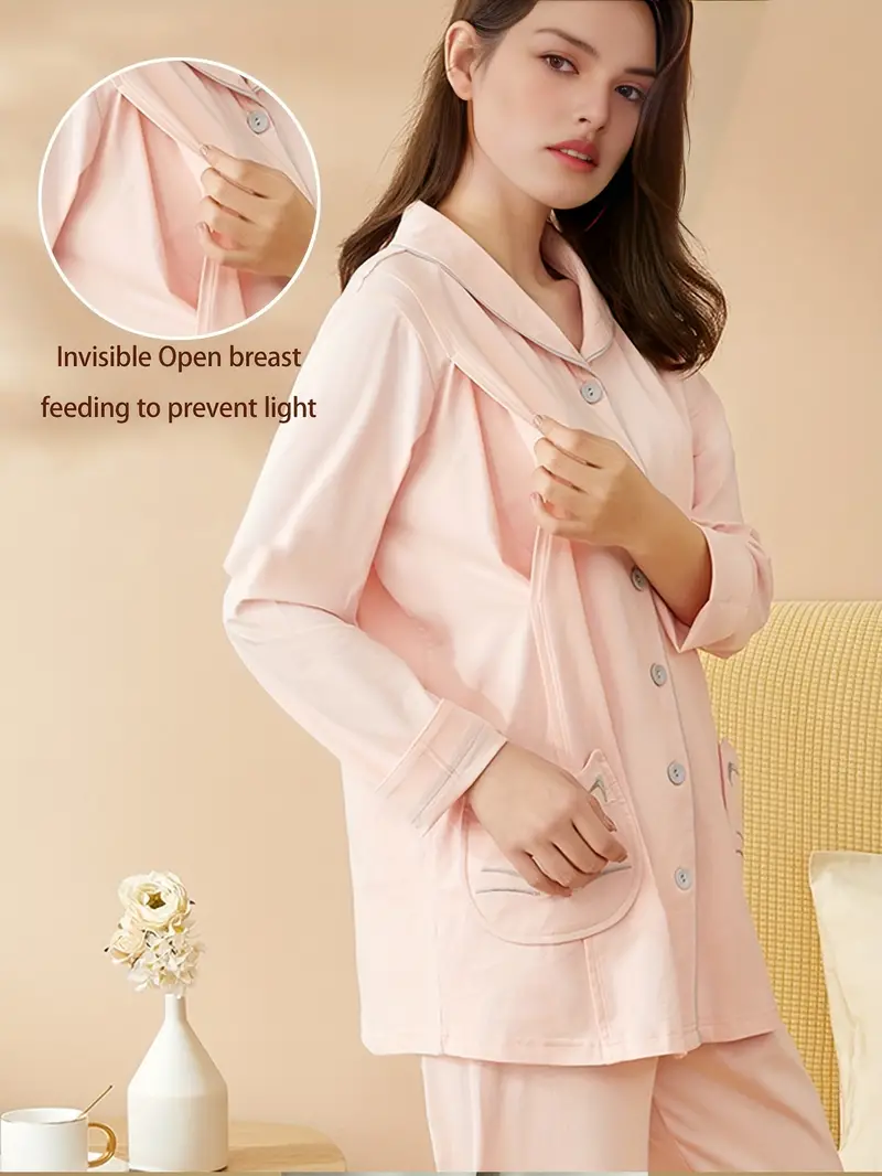 Maternity Women's Pajama Comfy Breastfeeding Button Nursing - Temu