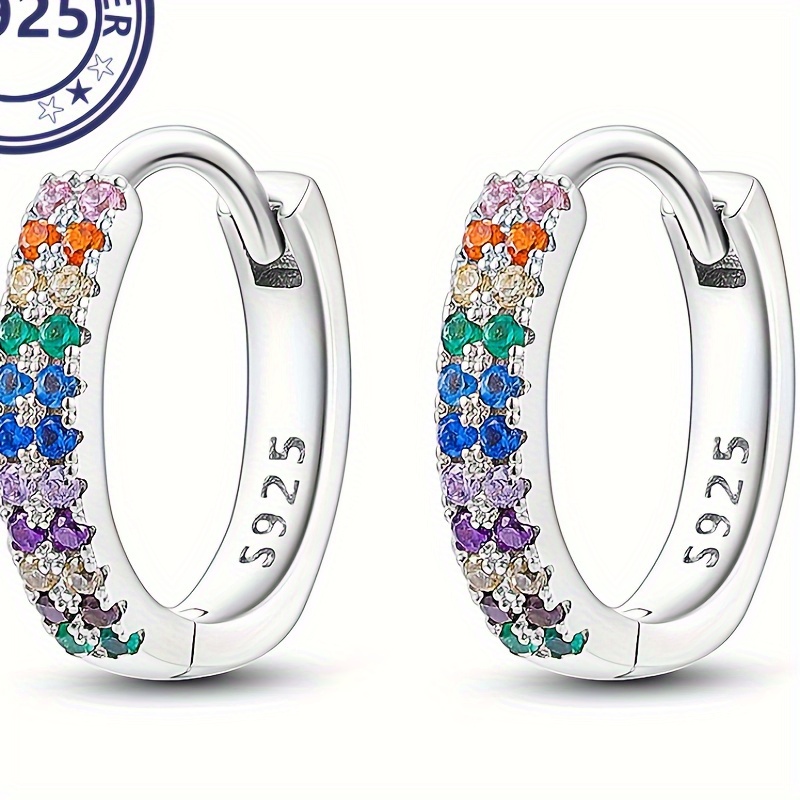 

Luxurious 925 Sterling Silver Hoop Earrings With Cubic Zirconia - Hypoallergenic, & Party Wear, 4.39g, , Women, Girl Gift