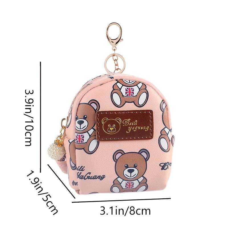 Rilakkuma Teddy Bear Keychain Coin Purse Pouch Bag Wallet, NEW