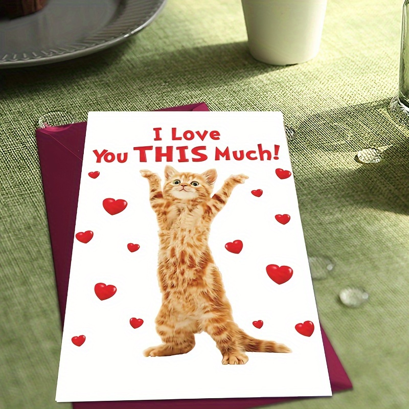

1 Birthday Card Is An Image Depicting An Orange Cat. The Cat Stands With Its Front Paws Raised High, As If Imitating A Human Posture, Suitable For Giving To Its Family And Friends