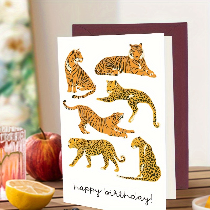 

1 Birthday Card Contains Various Types Of Tigers And Cheetahs, Located In The Top And Middle Positions Respectively, Suitable For Giving To One's Own Loved Ones Eid Al-adha Mubarak