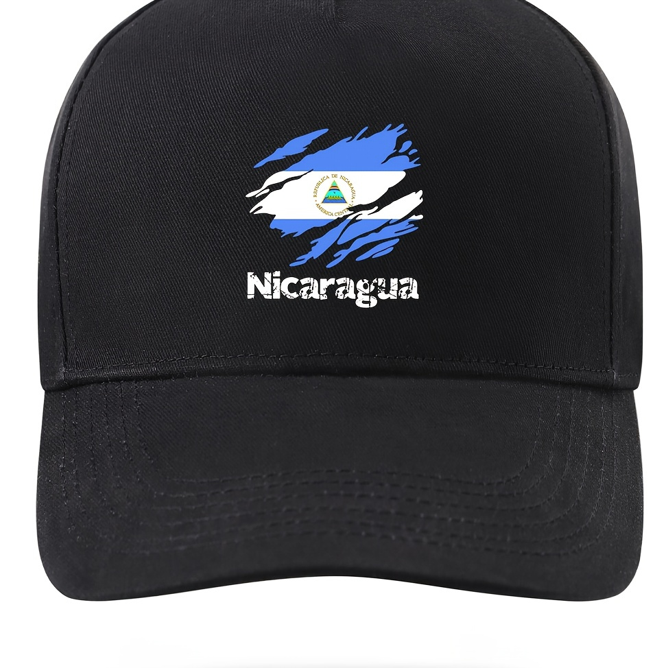 

Fashionable Nicaragua Flag Design Baseball Cap - Adjustable Woven Cap, Machine Washable, 80% Cotton 20% Polyester