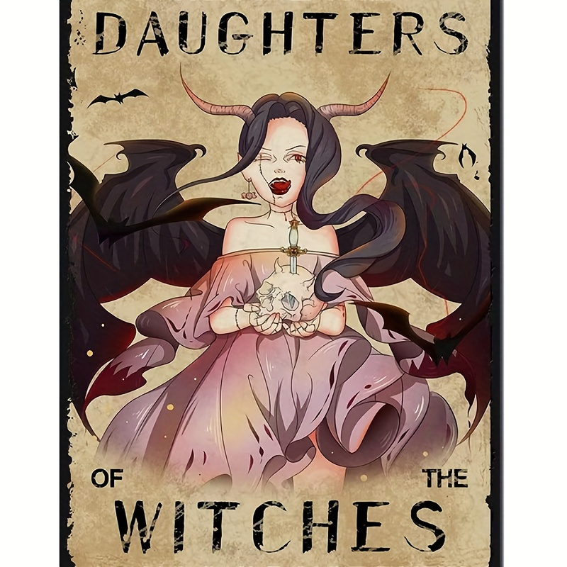 

1pc We Are The Daughters Of The Witches Signs Halloween Wall Decor For Bars Home Restaurants Apartments Cafes Pubs Office 7.9x11.9inch Aluminum