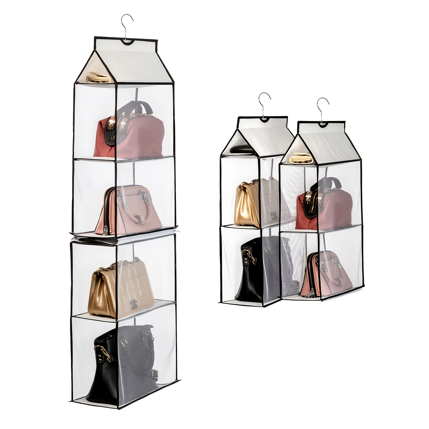 Clear Closet Organizer For Handbag & Tote Bag, Detachable Hanging