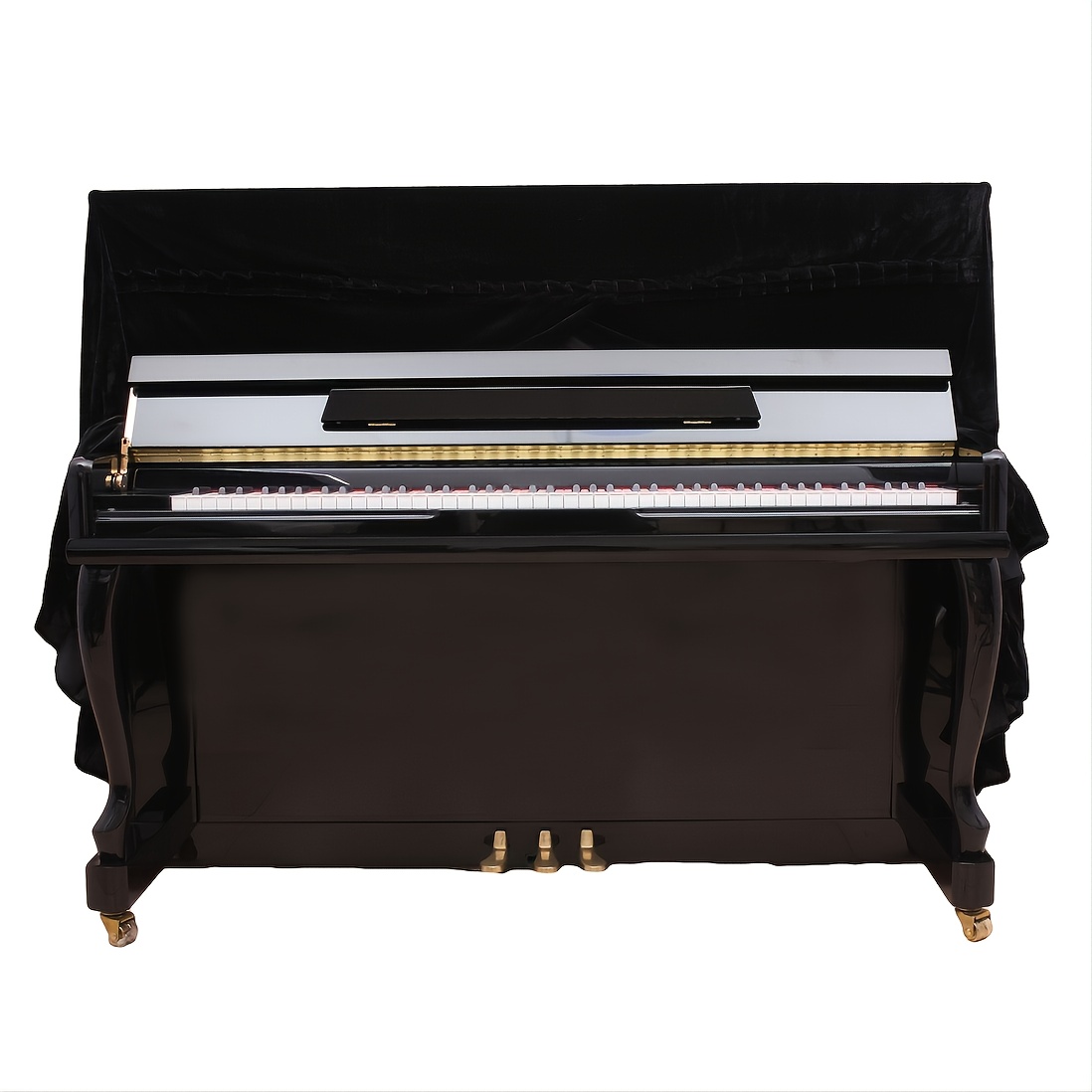 88 Key Semi Pleated Stereo Piano Cover Golden Velvet Dust - Temu