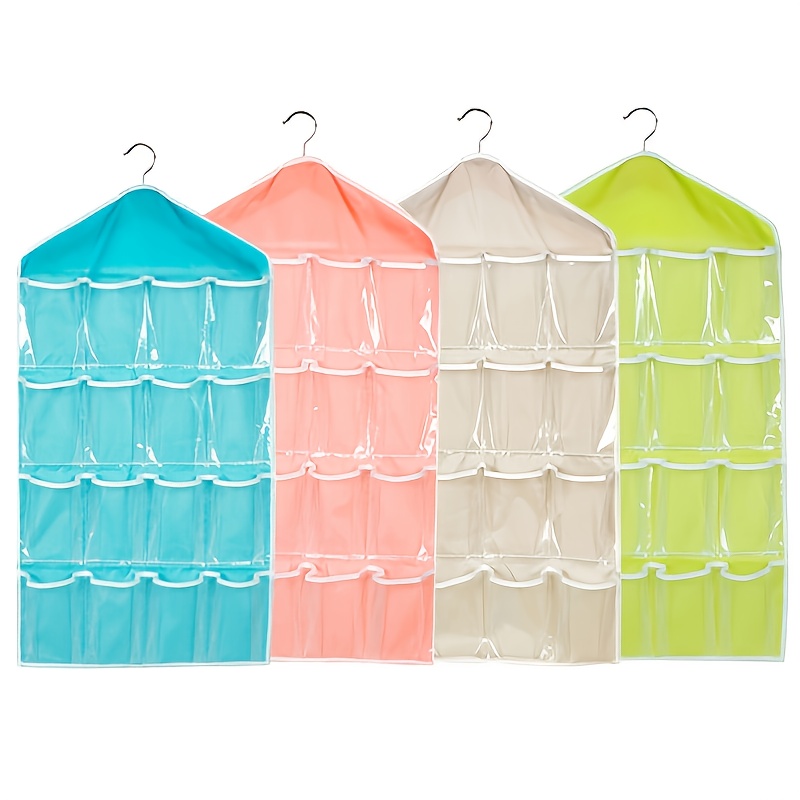 1/2pcs Happy home 16Pockets Clear Hanging Bag Socks Bra Underwear