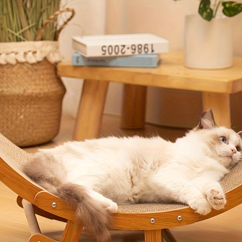 

Lit de grattage pour chat - 1 pièce, canapé/chaire à bascule pour chat, grattoir en carton ondulé, mobilier pour chats de grande taille pour intérieur