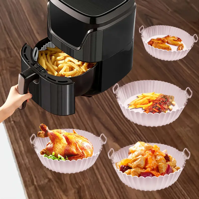 Air Fryer Silicone Pot, Reusable Air Fryer Liners, Silicone Air Fryer  Basket, Food Safe Air Fryer Accessories - Temu
