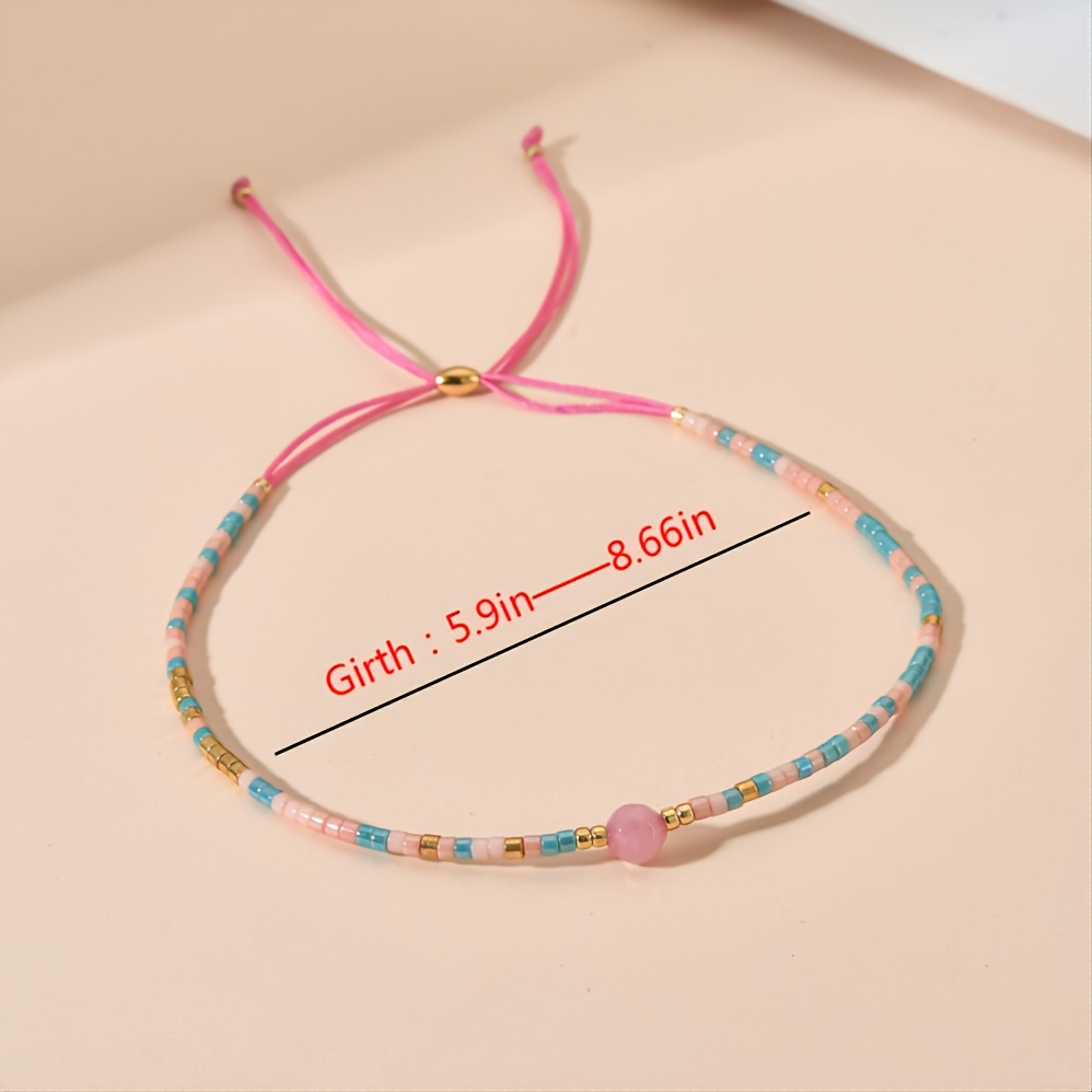 Multi-Colored Frosted Glass Bead String Handmade Bracelet