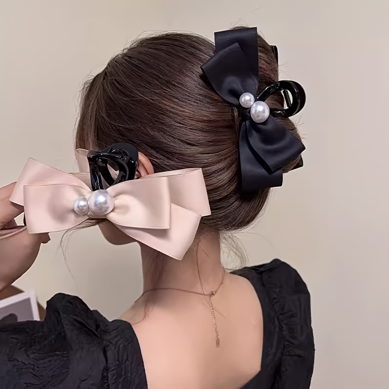 Elegant Bowknot Decor Hair Claw Clip Large Hair Grab Clip - Temu