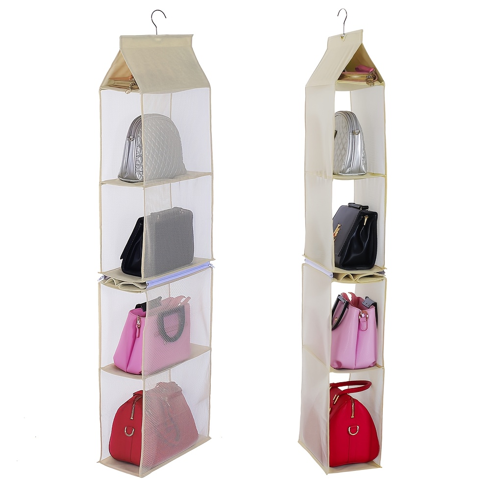 KEEPJOY Detachable Hanging Handbag Organizer,Purse Storage Bag for Closet  with 4 Shelves Storage Purse Holder for Wardrobe Closet Space Saving Purse  Organizers …
