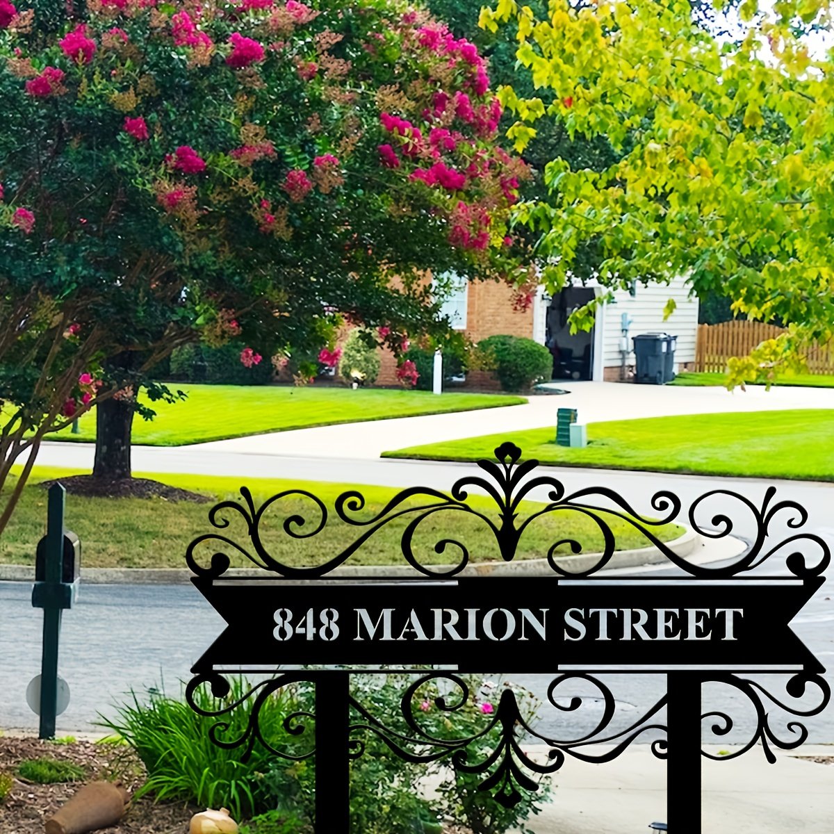 

Personalized Metal Address Sign - Custom Door Number & Street Plaque For Outdoor Decor, Front Yard & Stake