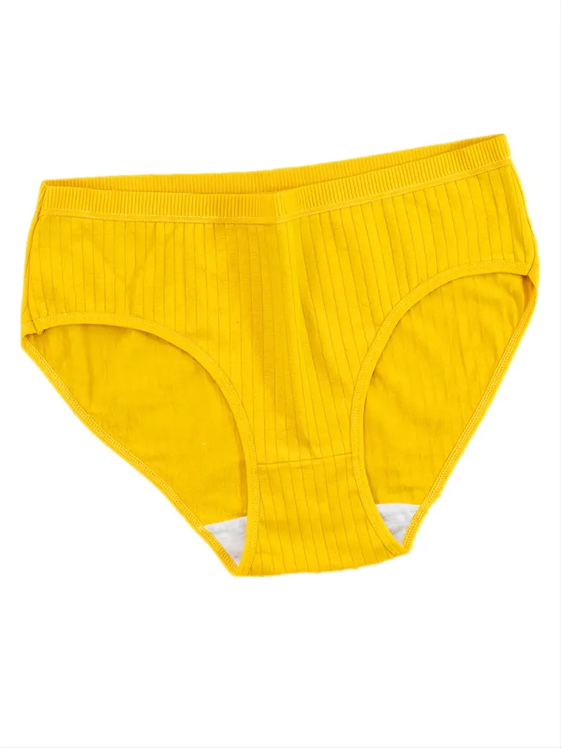 Plus Size Rib Knit Solid Underwear Panties Women's Plus - Temu