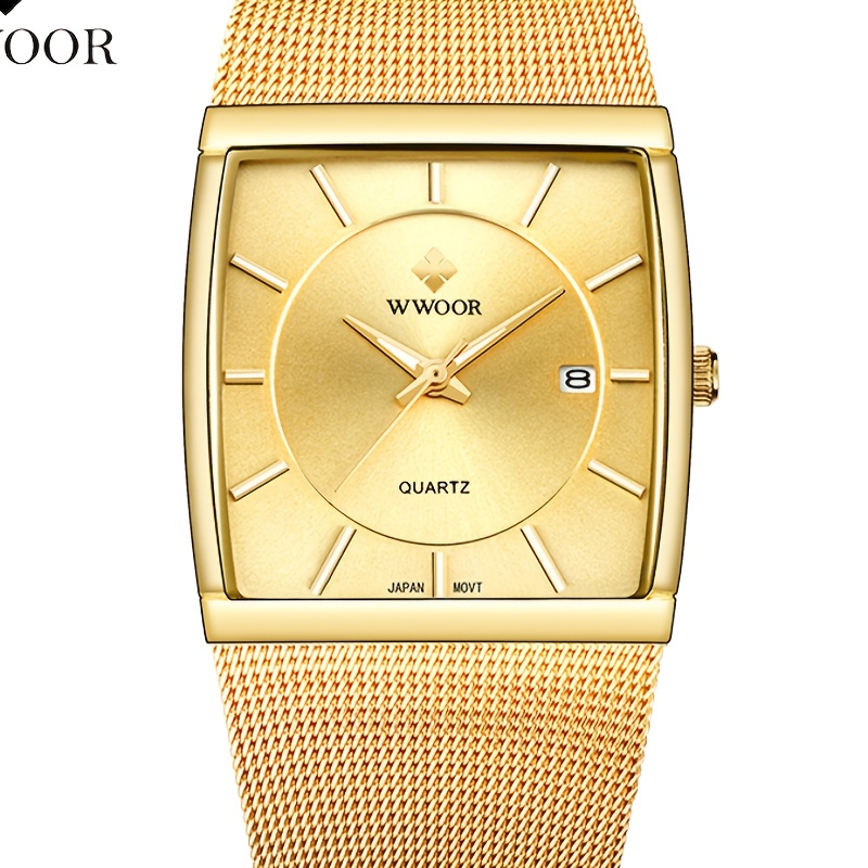  Reloj solar para hombre, de malla, de cuarzo, deportivo,  delgado, informal, impermeable, de acero, Rojo - : Ropa, Zapatos y Joyería