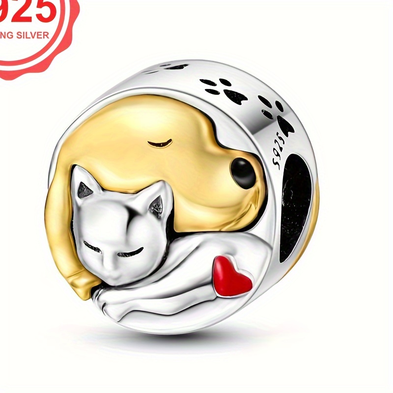 

1pc 925 Sterling Silver Diy Bracelet Cat And Dog Bead Pendant Charms For Women Luxury Fashion Jewelry Gift