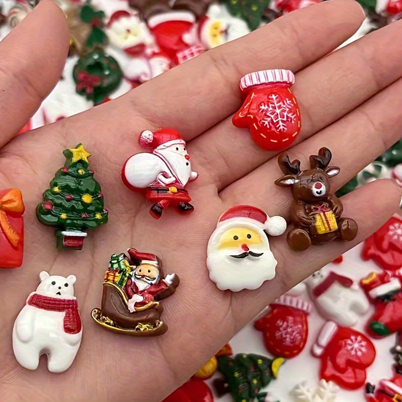 TEMU 20pcs Christmas Resin Charms Set – Decorative Beads For And Crafts, Featuring Cute Snowman, Reindeer, And Traditional Holiday Designs