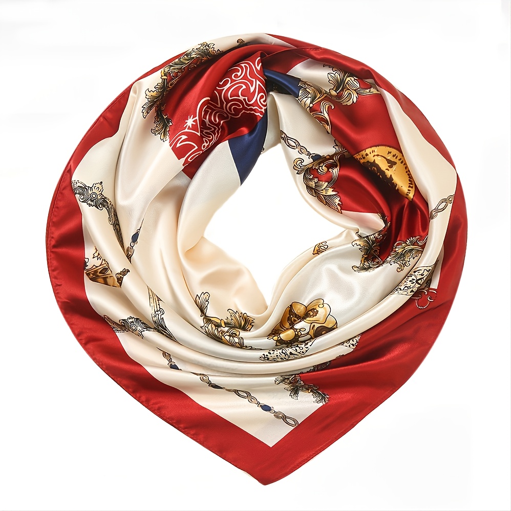 Simulated Silk Printed Square Scarf Women's Head Scarf