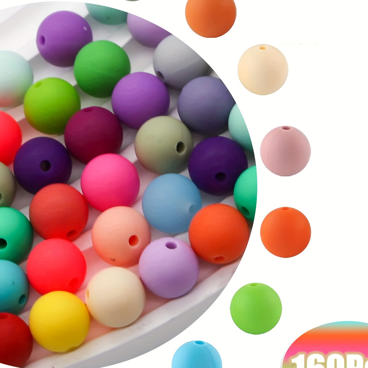 

160pcs Silicone Beads For Jewelry Making, Keychain Creation, Bracelet Crafting - Assorted Colors, 9mm Round Non-mosaic Silicone Beads For Diy Crafts And Pens