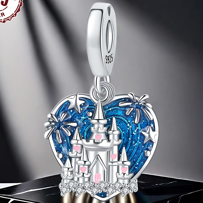 

925 Sterling & Fireworks Charm Pendant, Elegant Style With Synthetic Zirconia, For Women, Compatible With Charm Bracelets - 1pc