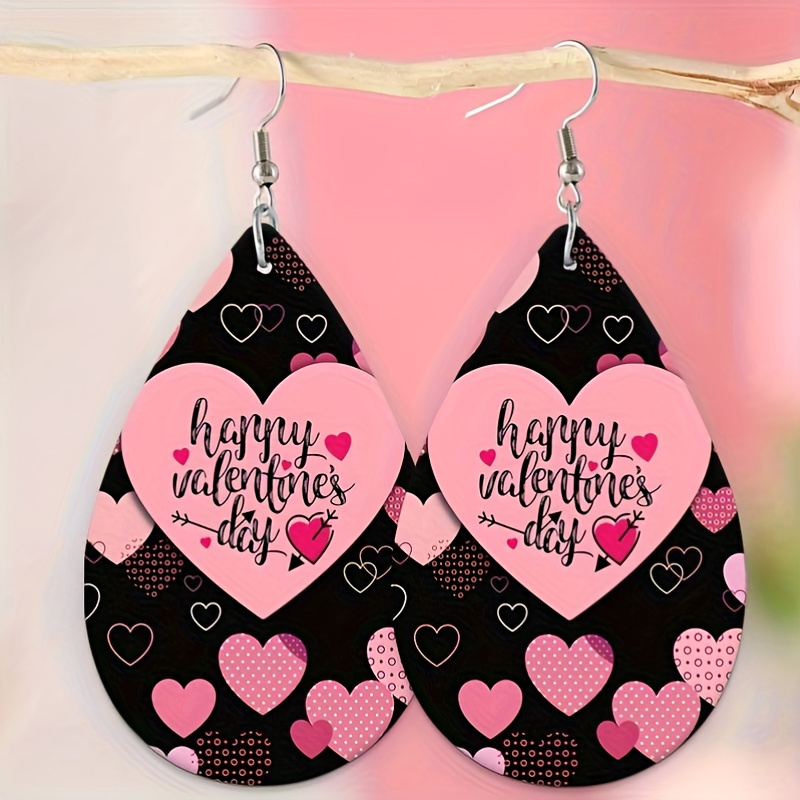 Valentines 1 Faux Leather Earrings