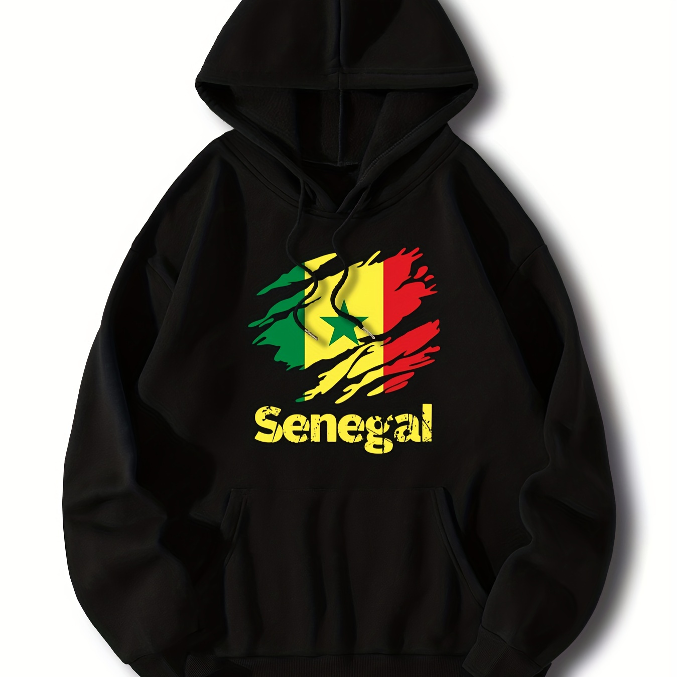 

Dégagé Sweat à capuche Sénégal - Sweat en polyester casual avec cordon de serrage, motif Kanga et poche avant - Pull en maille unisexe pour l'automne/hiver