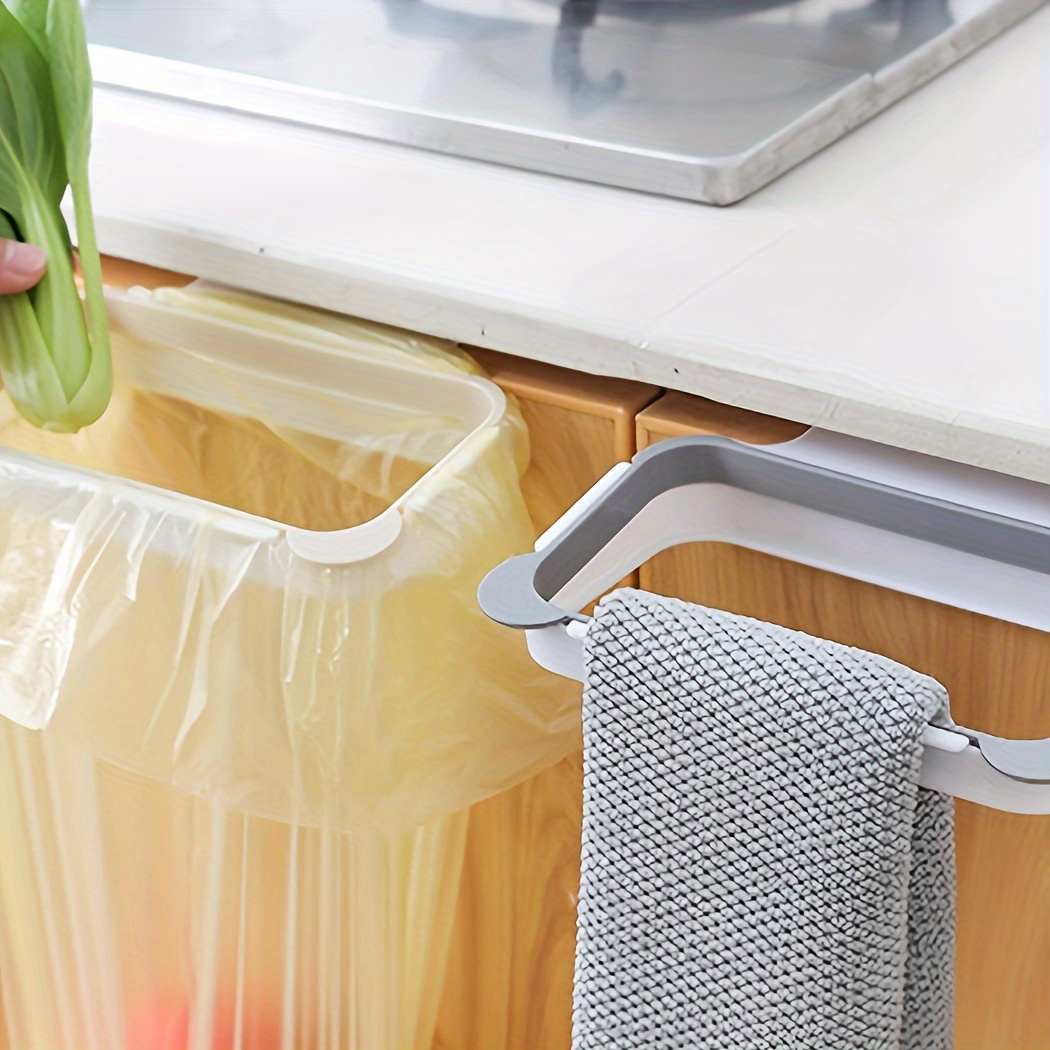 

1pc Modern Plastic Garbage Bag Holder - Space-saving Cabinet Door Rag And Trash Bag Organizer, 7.2in/4.7in, Ideal For Kitchen And Dining Settings, Trash Bag Holder