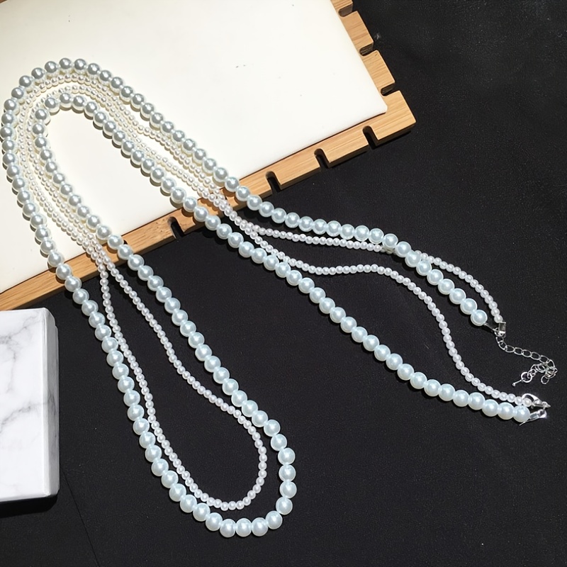 Pearl Sweater Chain Wedding Party Ladies Necklace - Temu