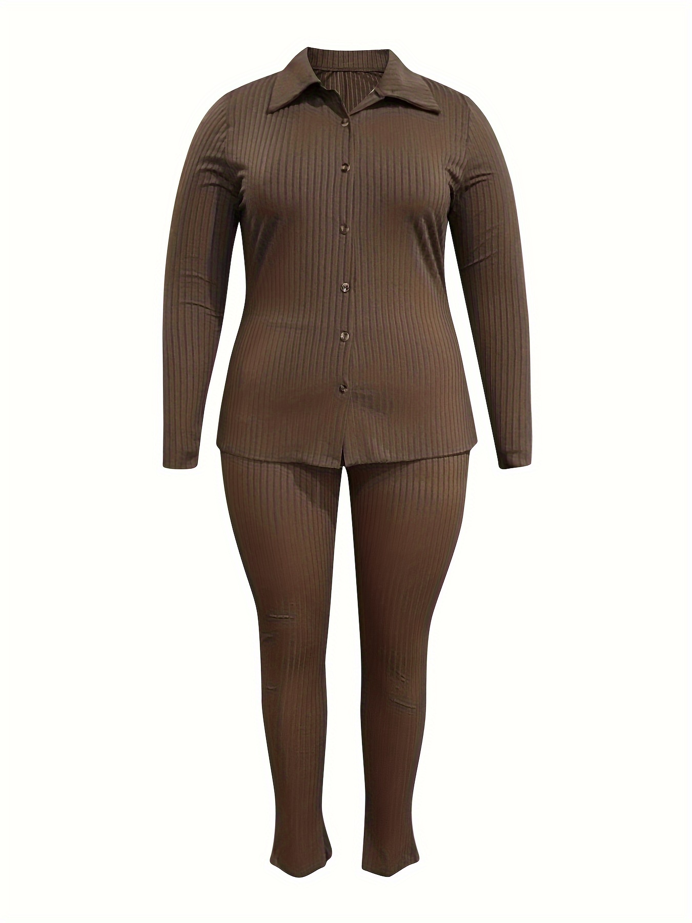 Plus Size Sexy Outfits Set Women's Plus Solid Long Sleeve - Temu Canada