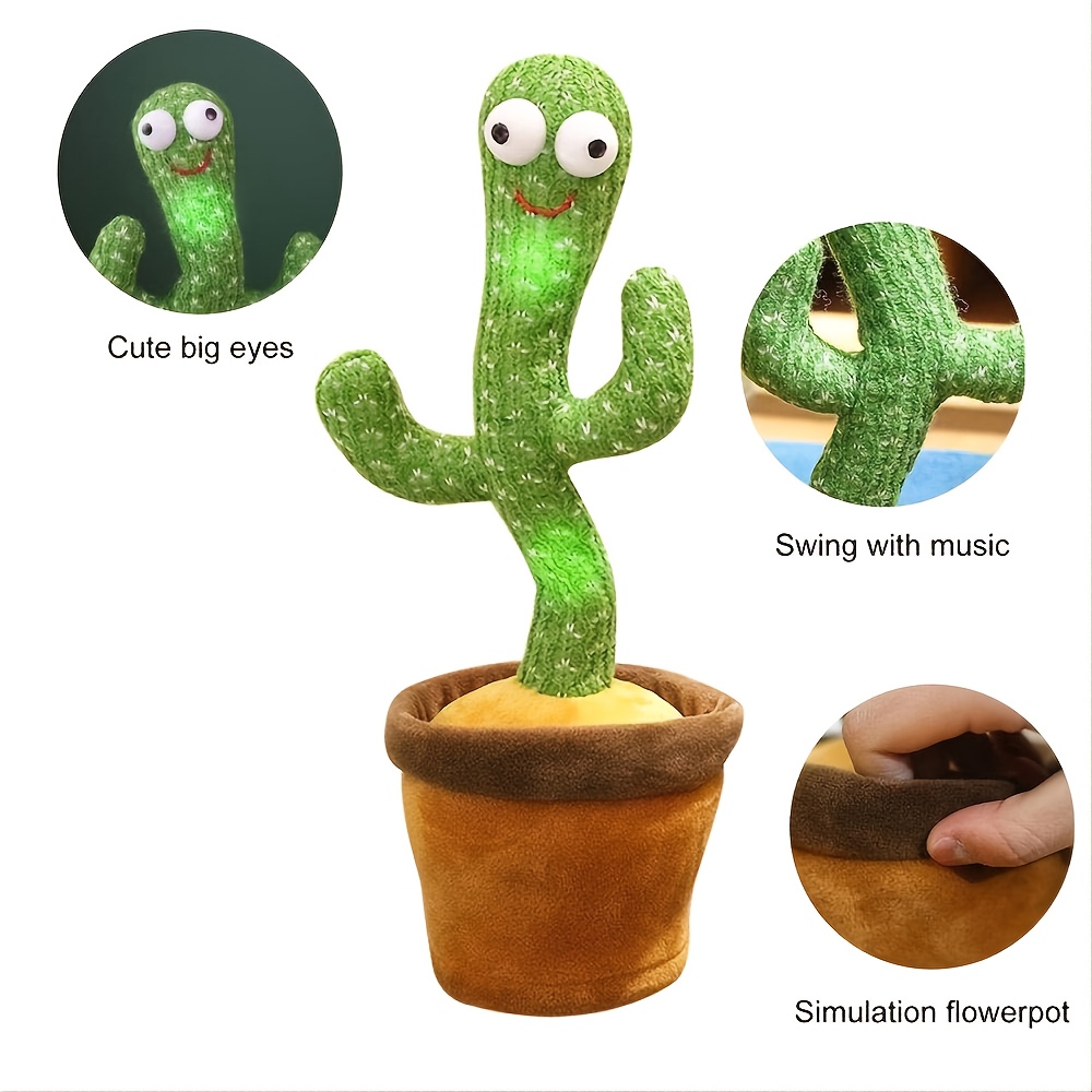 Dancing Cactus Cactus Toy With Hat Recording And Repeating - Temu