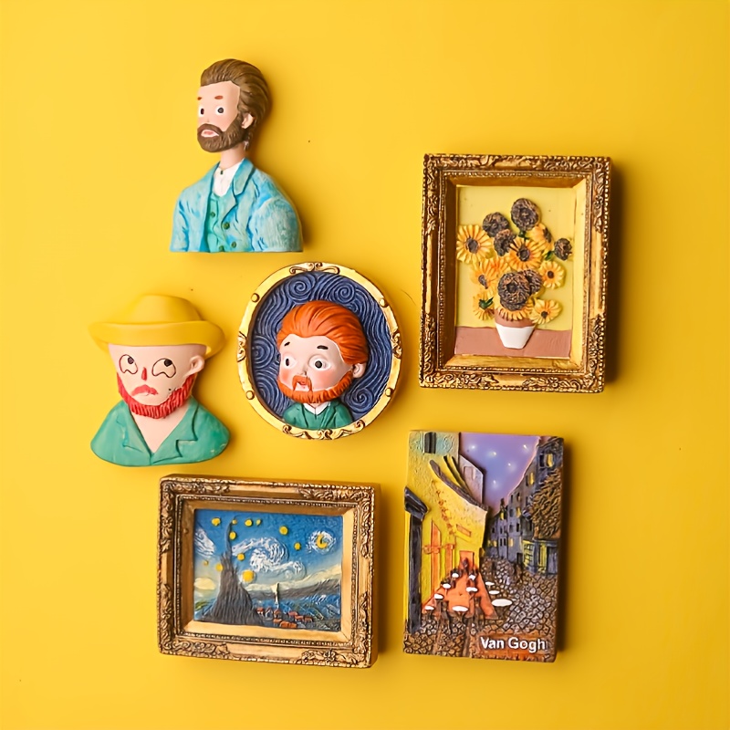 1pc van gogh refrigerator magnets cartoon magnetic stickers handmade resin crafts cute souvenir fridge magnet gift for birthday