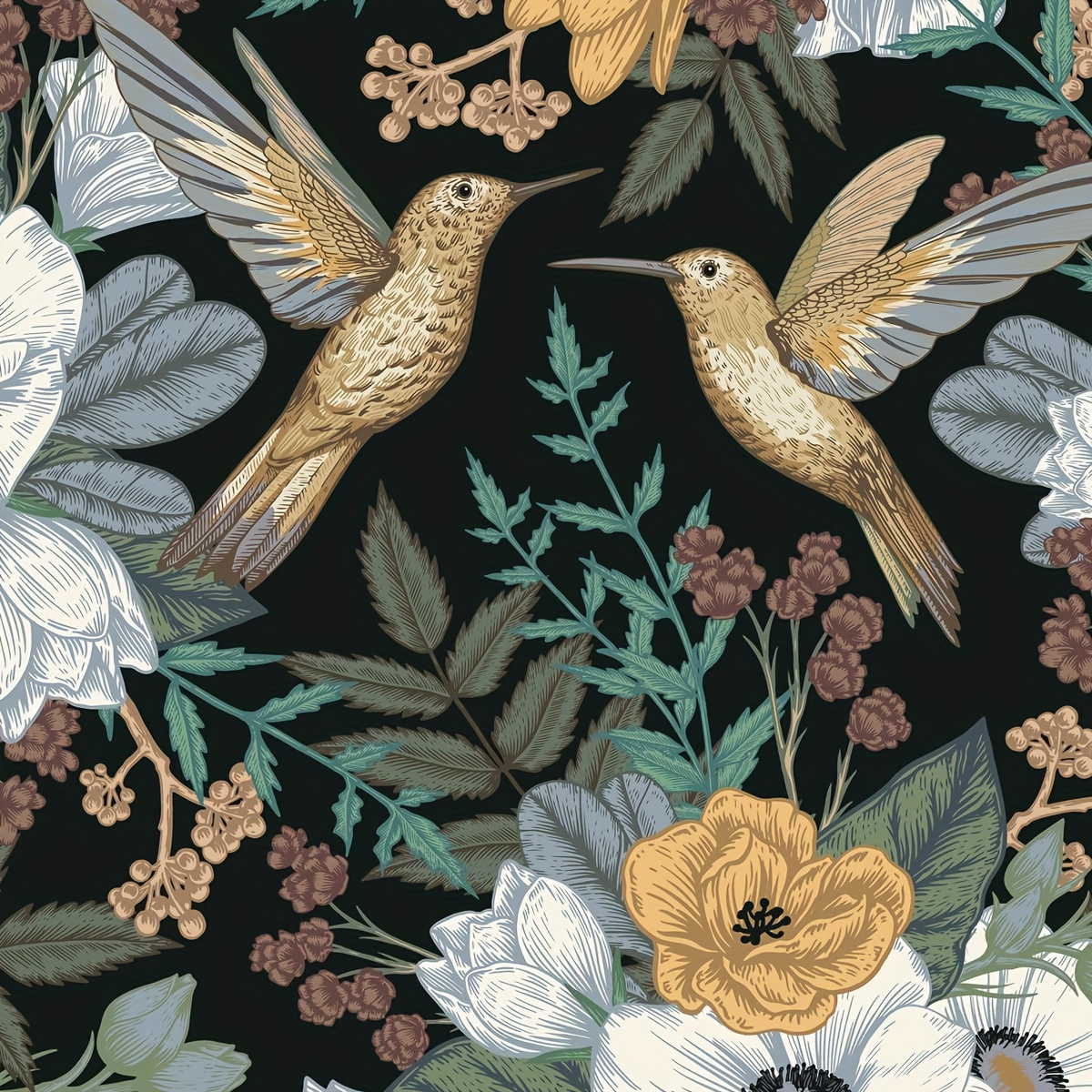 

Vintage Peel And Stick Wallpaper Floral Bird Wallpaper Diy Decor, 17.7" X 118