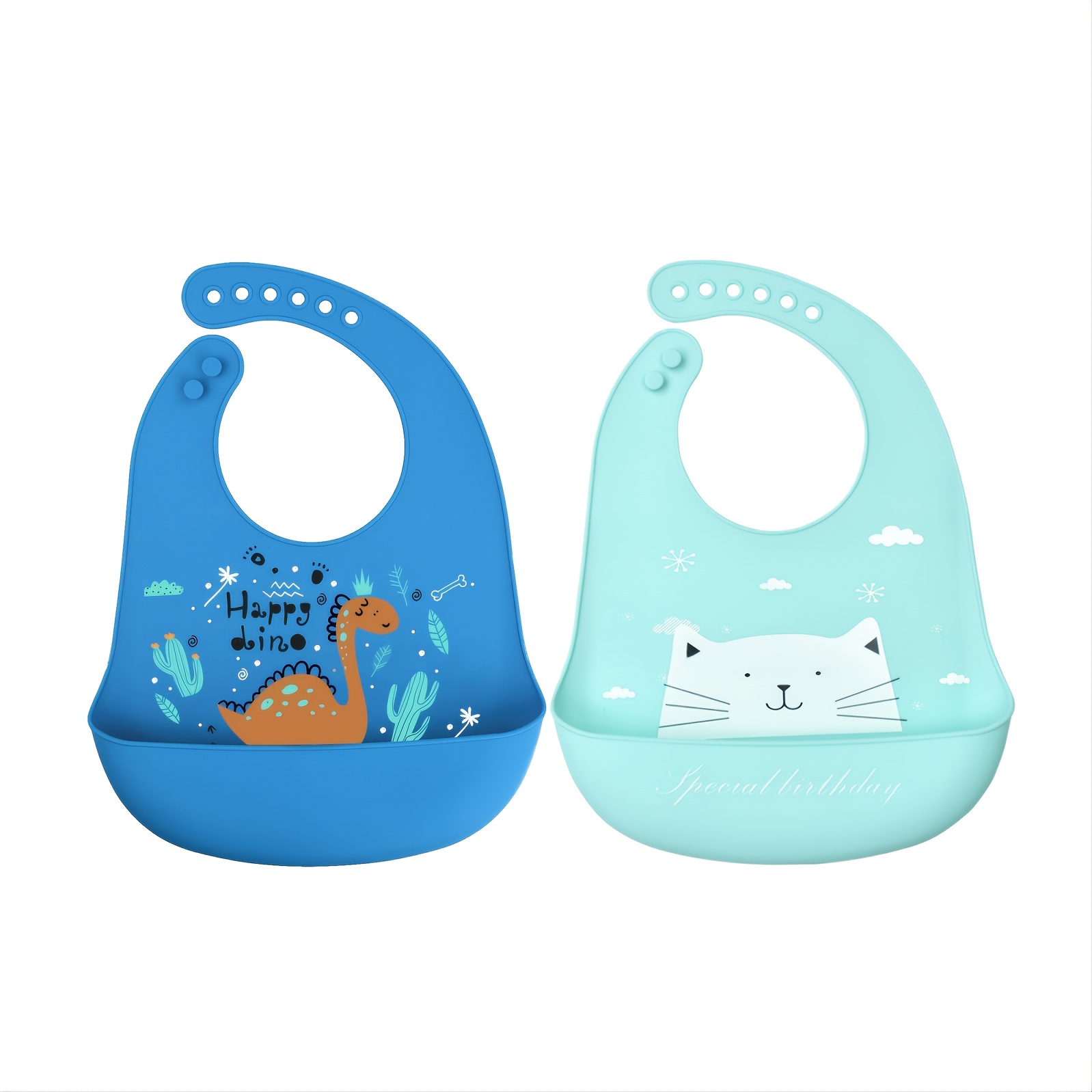  Baberos de silicona para bebés con recogedor de alimentos  (juego de 3) – Plástico libre de BPA, babero duradero y ajustable – Baberos  de silicona para bebés, niños y niñas –