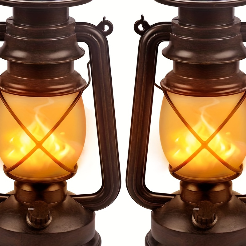 

Solar Lantern, Outdoor Hanging Solar Lights Dancing Flame Vintage Led Camping Lamps, Landscape Decor For Table Patio Garden Yard Pathway Porch 2pack
