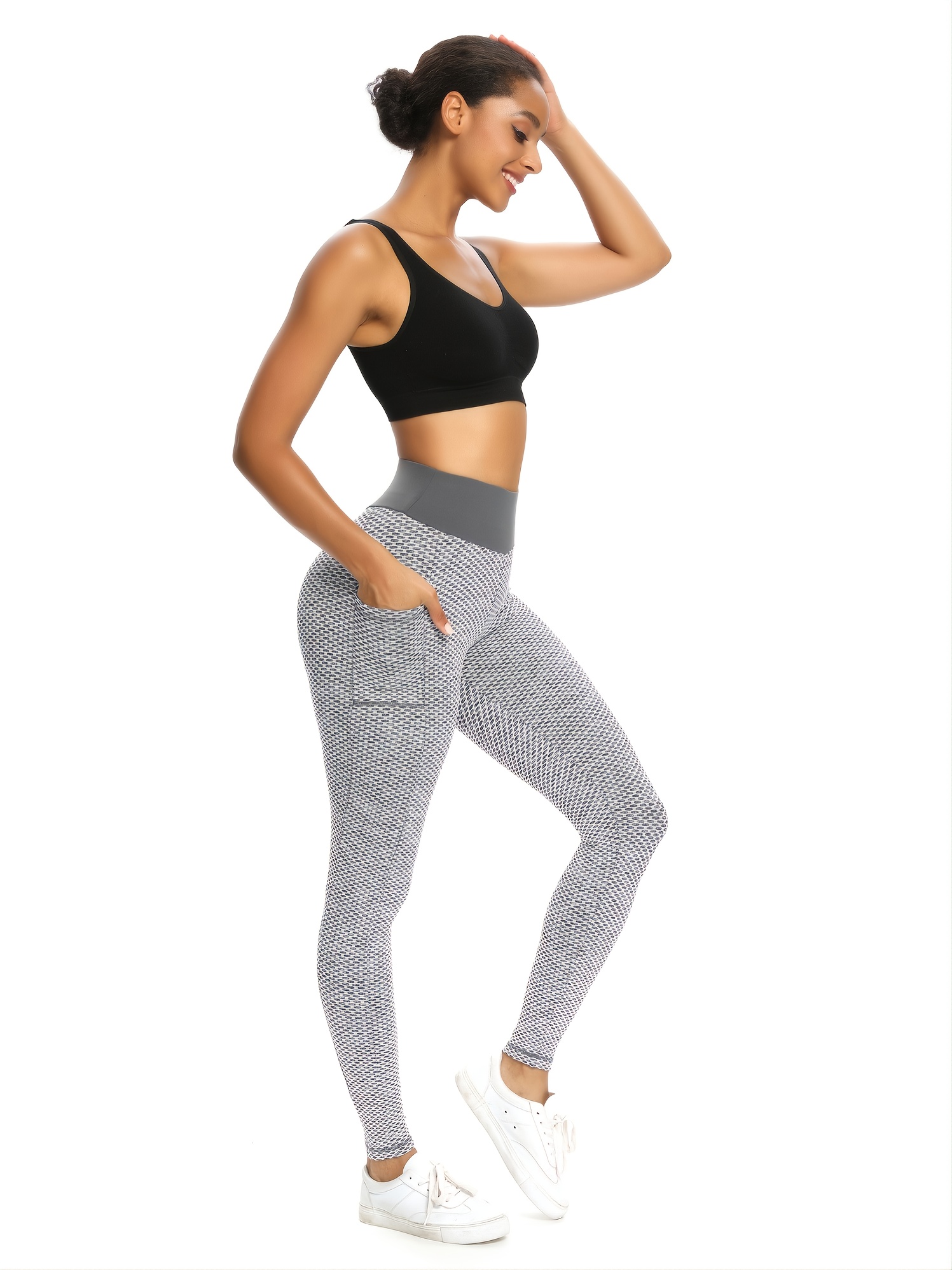 Honeycomb Yoga Leggings Pocket High Stretch Sports Running - Temu