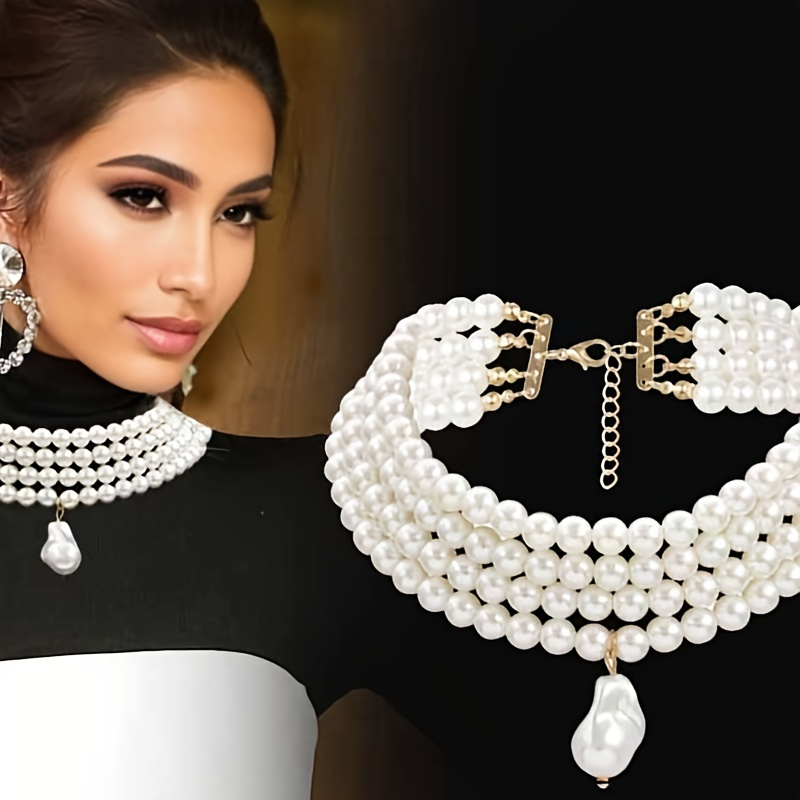 

Elegant Multilayer Faux Pearl Choker Necklace - Vintage French Style, Perfect For Weddings & Everyday Wear, Ideal Birthday Gift Pearl Necklaces For Women Pearl Jewelry Set