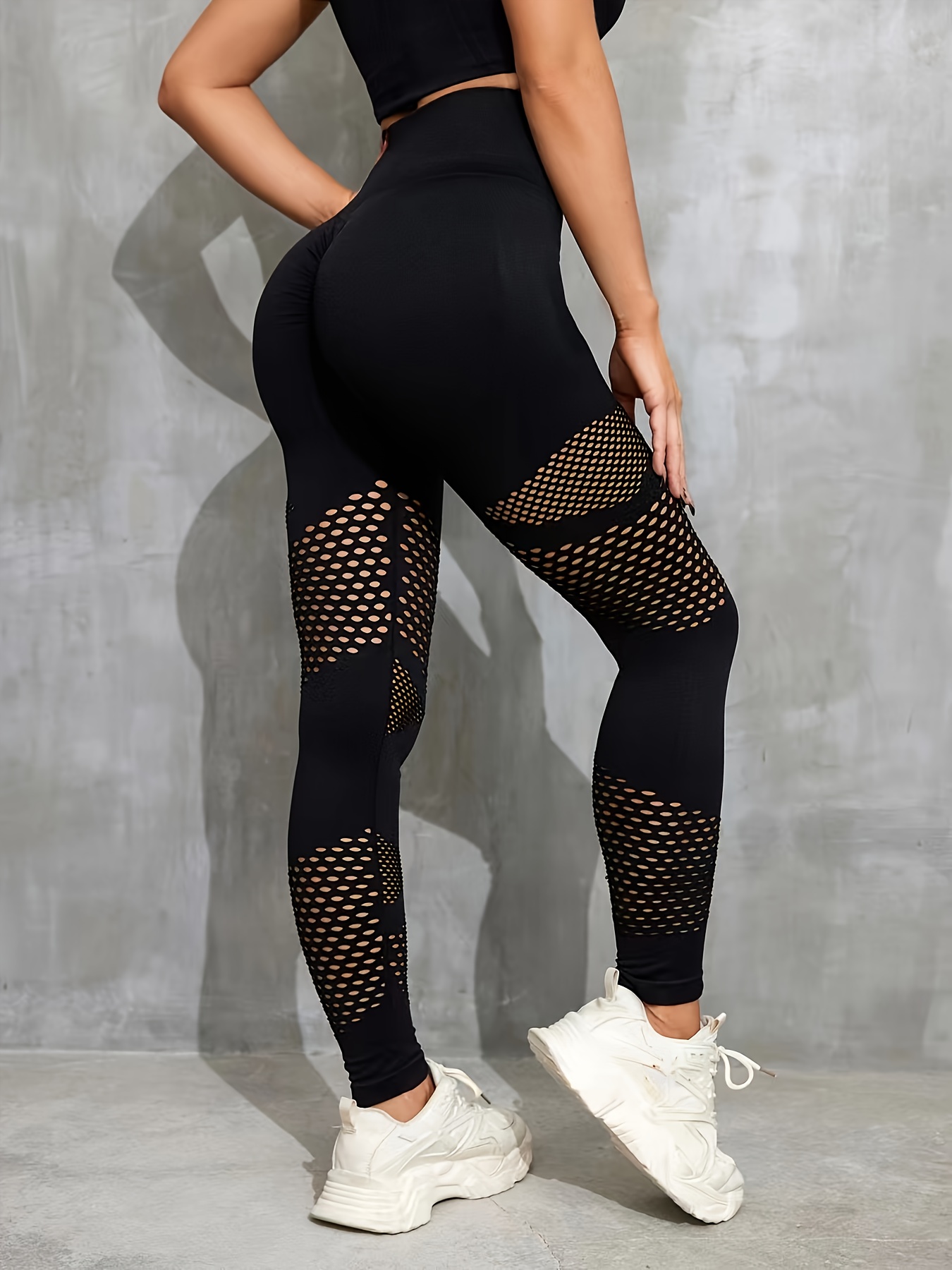 Activewear High Waisted Black and Grey Color Mesh Workout Leggings - Its  All Leggings