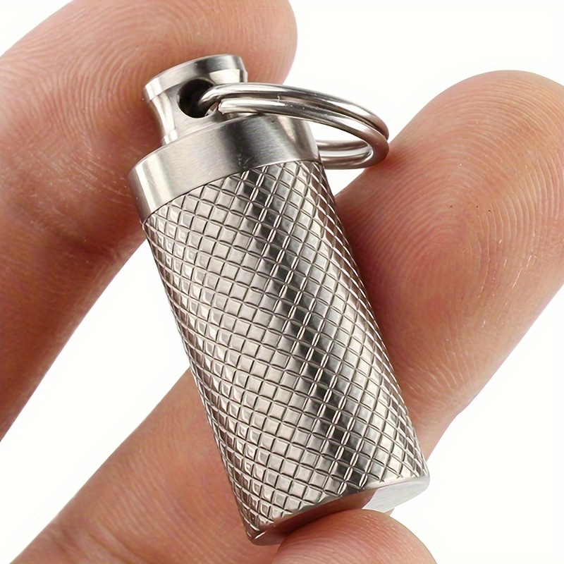 

1pc Portable Mini Alloy Sealed Bottle Keychain, Waterproof Medicine Bottle Keyring, Outdoor Camping Travel Accessories