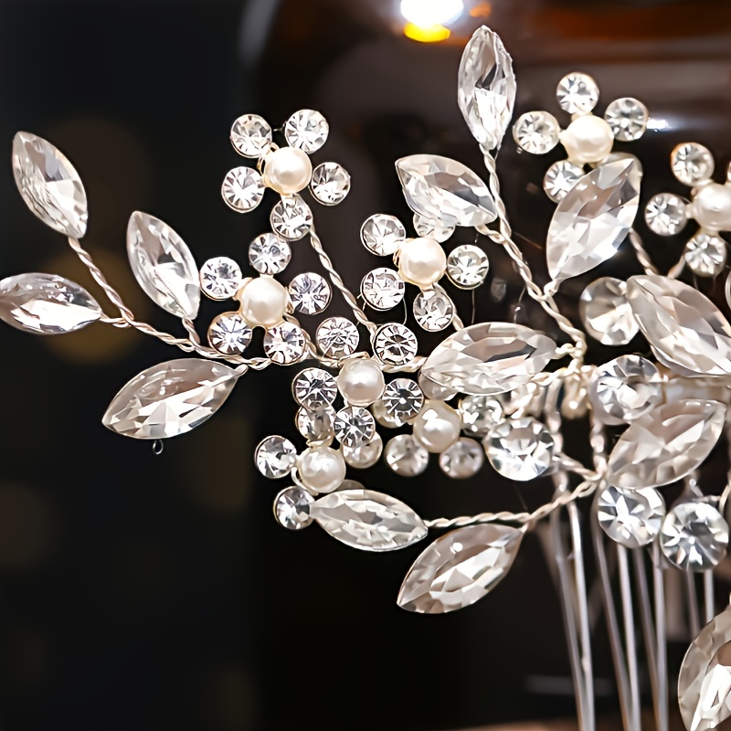 Silver Crystal Bride Side Comb Rhinestone Bridal Headpieces