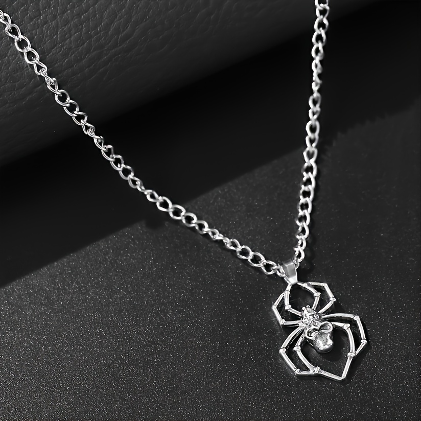 Vintage Spider Skull Pendant Necklace