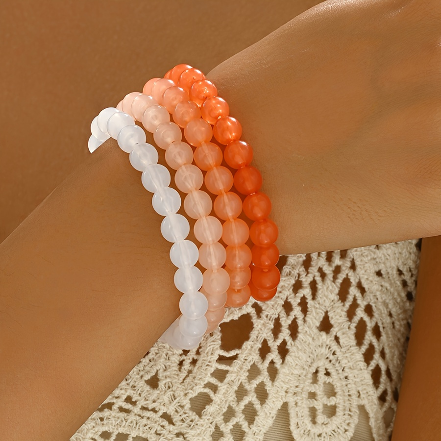 

4pcs Bohemian Gradient Bead Stackable Bracelet Set Suitable For Women' Matching In Autumn And Winter