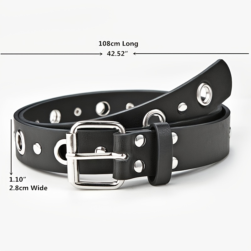 Women Double Grommet Leather Casual Jean Belt