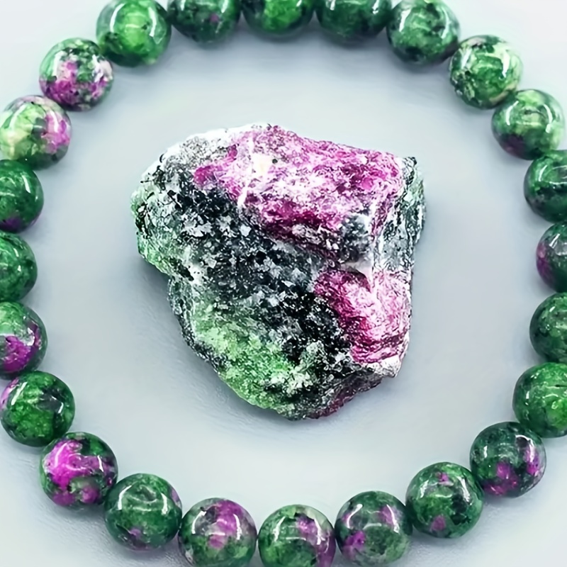 

Natural Stone Beaded Bracelet, Green Gemstone Beaded Bracelet For Women And Men, Vintage Trendy Style Suitable For Pary Wearing