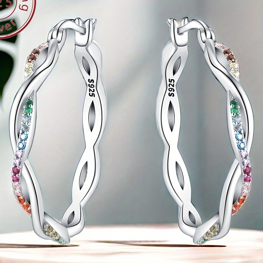 

1 Pair Elegant 925 Sterling Silver Twisted Hoop Earrings For Women, Fashion Jewelry Gift For And Special Occasions