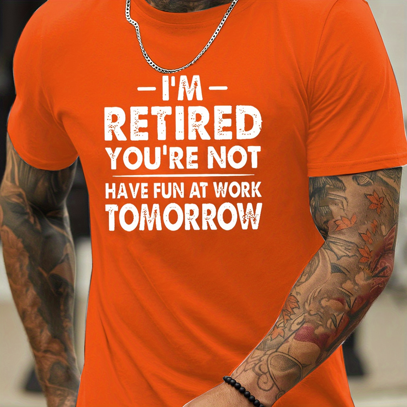 

I'm Retired You're Not Alphabet Print Crew Neck Short Sleeve T-shirt For Men, Casual Summer T-shirt For Daily Wear And Vacation Resorts
