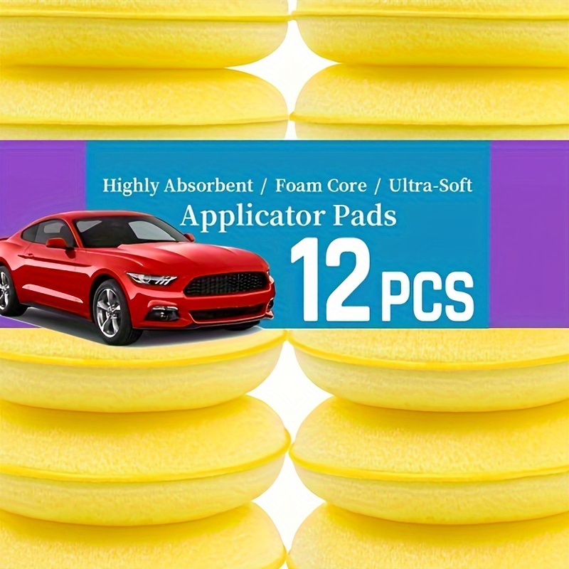 

12pcs Wax Applicator Pads - High Density Foam, 3.7" Round Polishing Sponges For Detailing & Cleaning