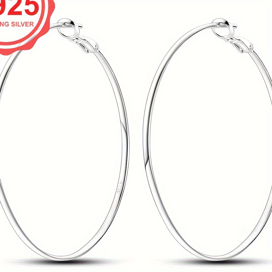 

4.2g S925 Hypoallergenic Earrings Silver 50mm Large Earrings Earrings For Gift