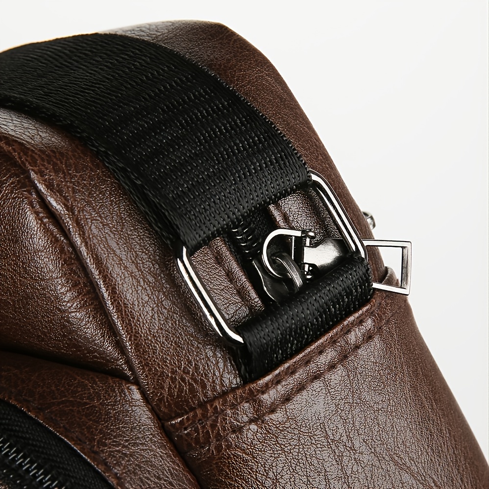Men's PU Leather Shoulder Bag Business Casual Large Capacity Backpack